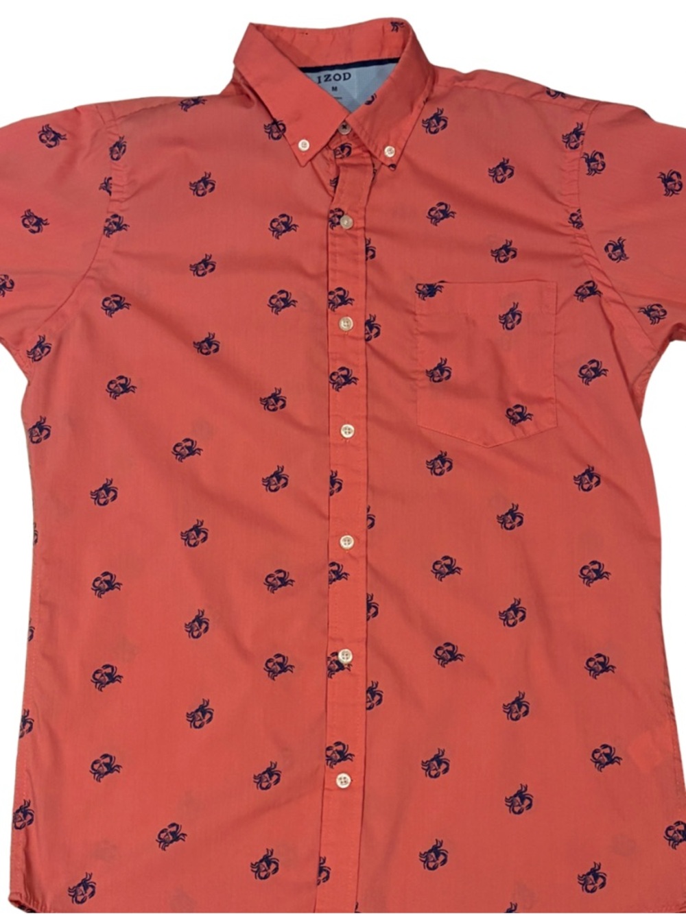 IZOD Men’s Crab Motif Button Down Shirt – Size M - Picture 6 of 9